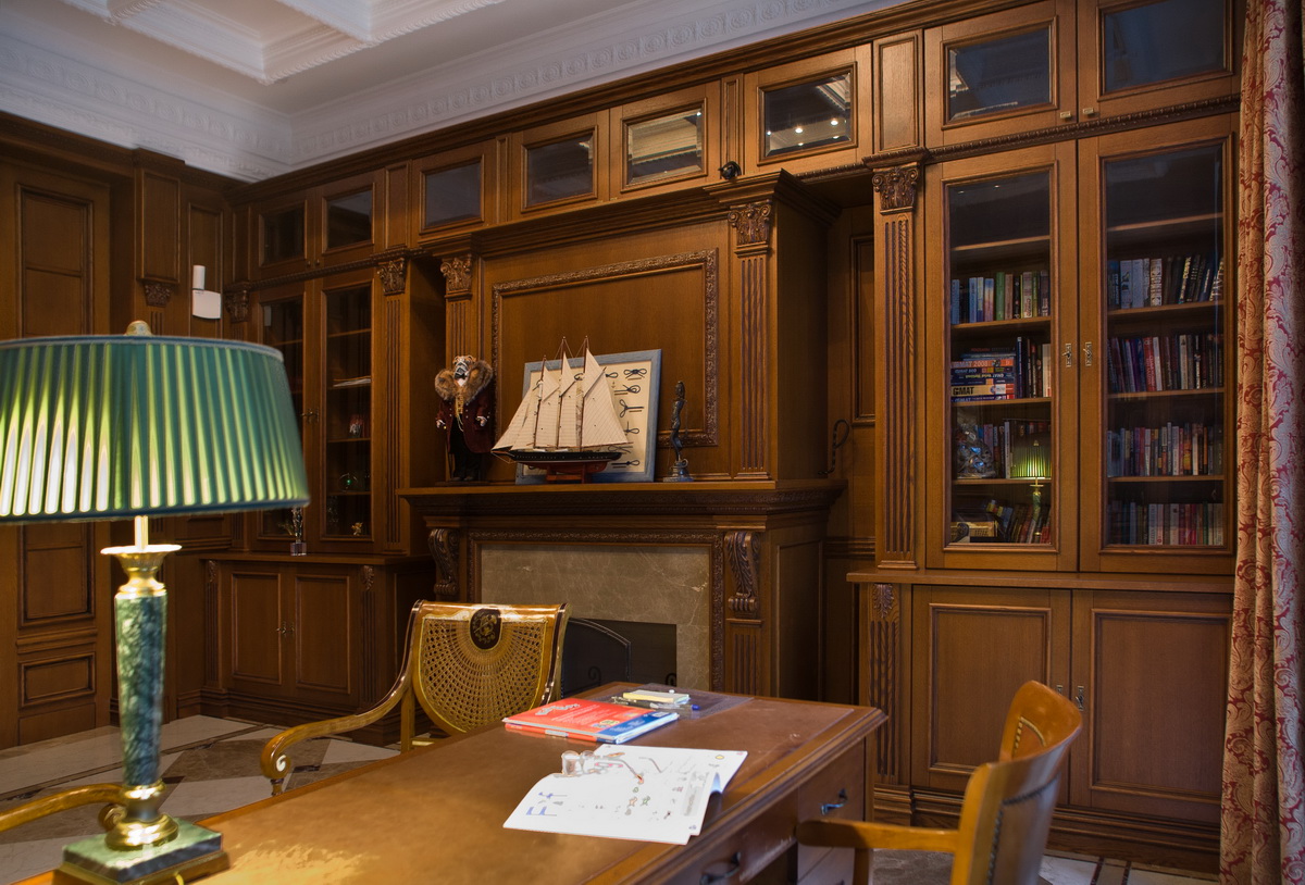 Natural wood bookcases