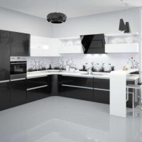 Black and white corner kitchen set