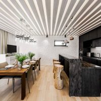 Ribbed ceiling in the kitchen