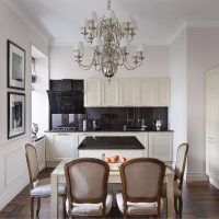 Bunk chandelier above the dining table