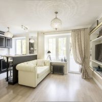 The interior of the spacious kitchen-living room