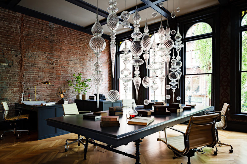 Glass decorations in the interior of the Gothic living room