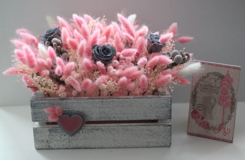 DIY wooden box for artificial flowers