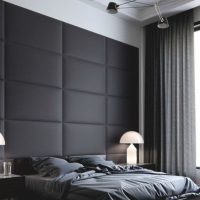 Wall decor over the head of the bed with soft panels