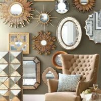 Mirrors of various shapes and sizes