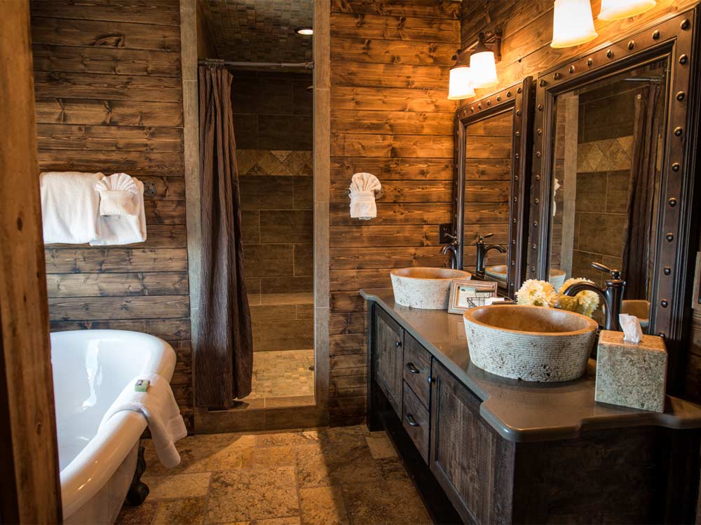 Wooden bathroom interior