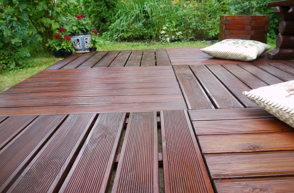 Cedar flooring on the terrace of a private house