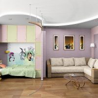 Children's corner in the living room of a studio apartment