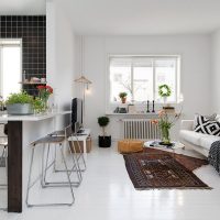 Colorful carpet on a white floor