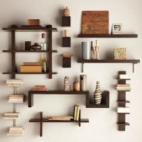 Decorative shelves made of wooden planks