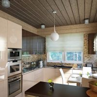 Modern kitchen in a wooden house