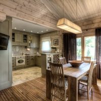 Dining area with wooden table