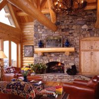 Stone and wood in the interior of a private house