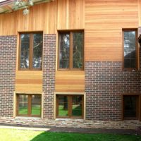 Two-story house with combined facade cladding