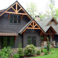 Wooden house on a stone basement