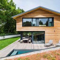 Outdoor terrace with wooden flooring