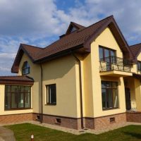 Yellow plastered walls of a country house