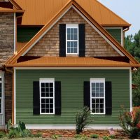 PVC siding in dark green