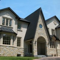 Decoration of the facade of the house with natural stone