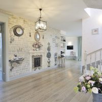 Hall with a rustic staircase