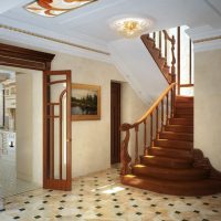 Ceiling in the hallway with polyurethane stucco molding