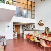 Long dining table in the living room