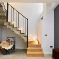 Concrete surface of the stairs to the second floor of the townhouse