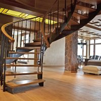 Metal Spiral Staircase with Wooden Steps