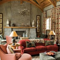 Wooden structures on the ceiling of the living room