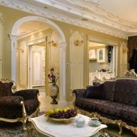 Arch with columns in the living room doorway