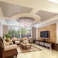 Large glass chandelier in the hall of a country house