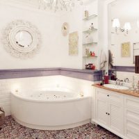 Large mirror in a bright bathroom