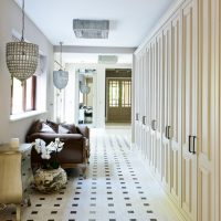 Built-in wardrobes in a long hallway