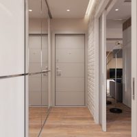 Hallway design in beige shades