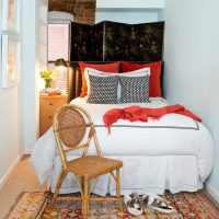 Rattan chair on a colorful carpet