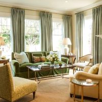 Four windows in the living room of a private house