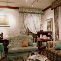 Curtains with flowers on the windows of the living room