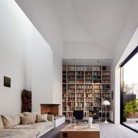 Library in the living room with a panoramic window