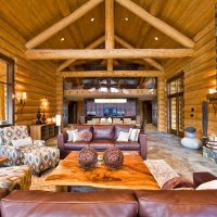 Design a living room in a log house