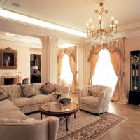 Floor clock in the interior of a classic living room