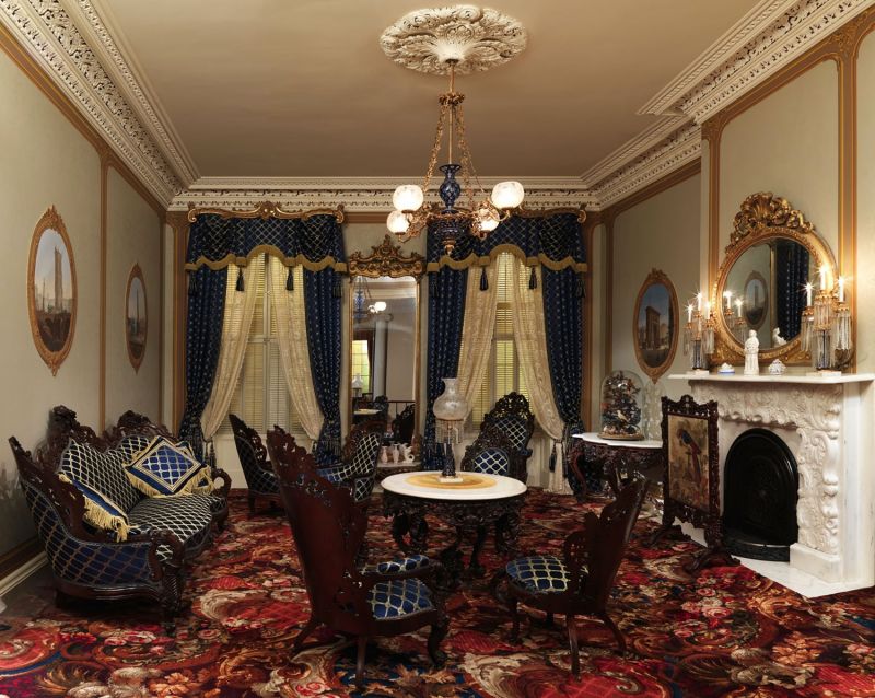 Colorful carpet in a gothic style room