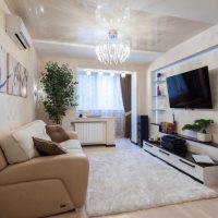 Living room interior after joining the loggia