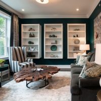 Armchairs with striped upholstery in the interior of the apartment