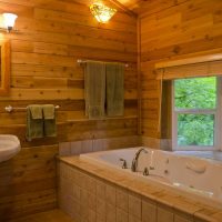 Bathroom in a wooden house