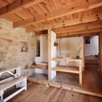 Stone and wood in the interior of a rural house