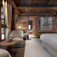 The interior of a cozy bedroom of a private house