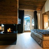 Fireplace in the bedroom of a private house