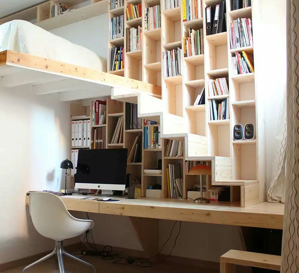 Home office under the stairs