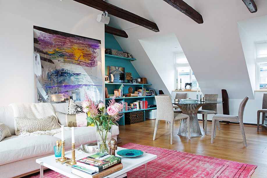 Living room in a furnished attic