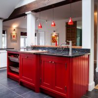 Massive kitchen island made of wood